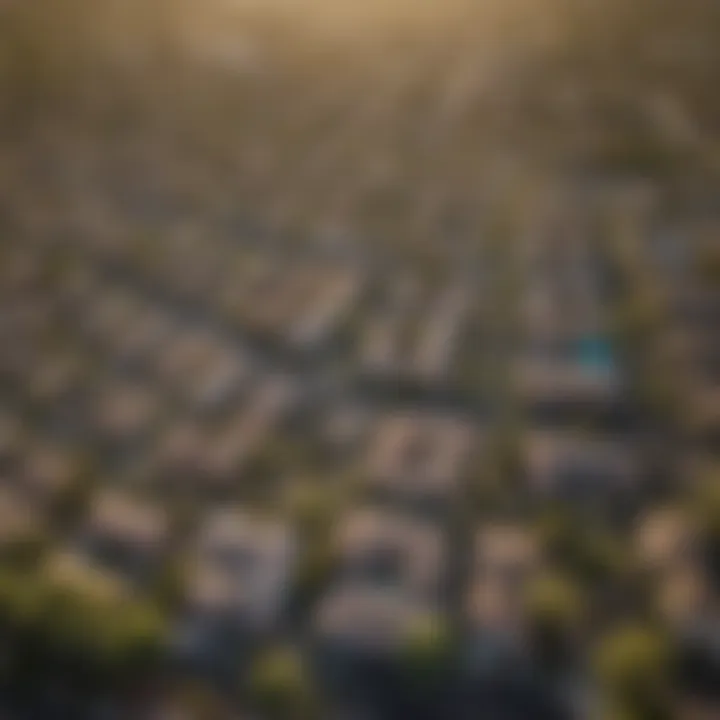 Aerial view of a vibrant neighborhood in Phoenix showcasing lush parks and modern homes