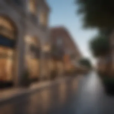 Vibrant street view of a high-end shopping district in San Antonio