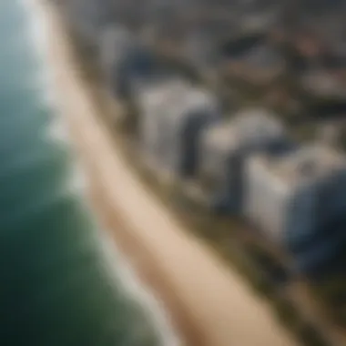 Aerial view highlighting the prime beachfront location of Seascape Apartments