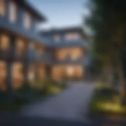 A modern residential property showcasing a vibrant neighborhood