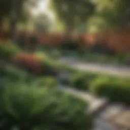 A beautifully landscaped fenced-in backyard showcasing various plant species.