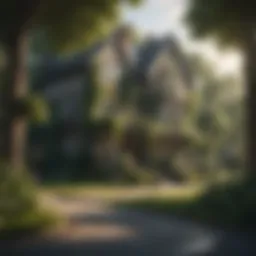 A serene neighborhood showcasing homes with lush greenery.