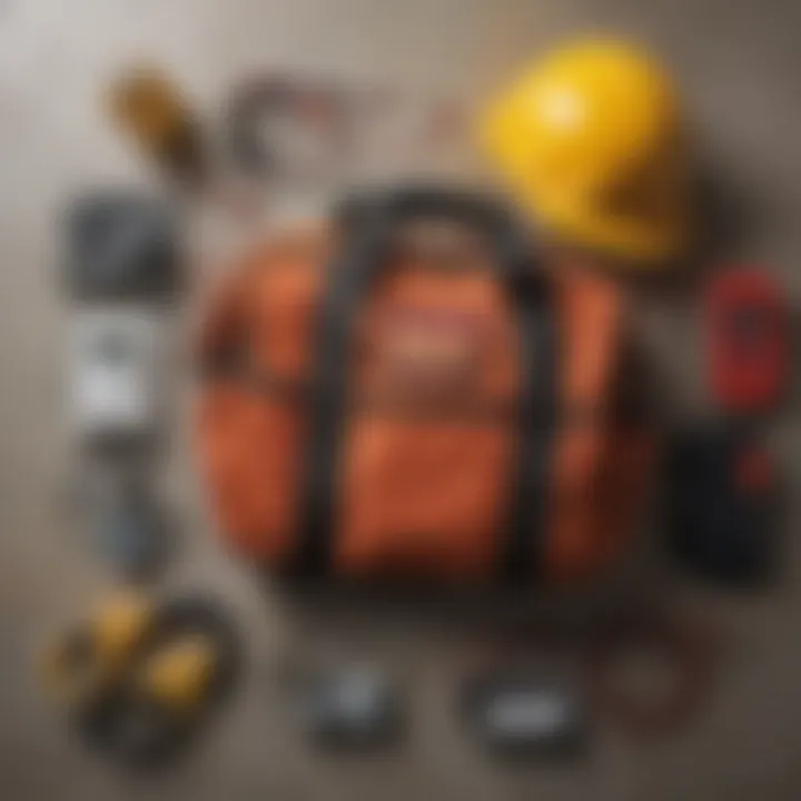 A safety kit containing essential tools and protective gear for working around electrical systems.