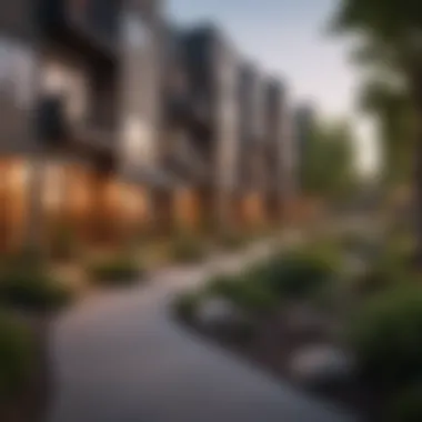 Exploring the Lively Neighborhood Surrounding Gateway Apartments Vibrant neighborhood around Gateway Apartments with greenery and amenities