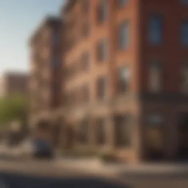 A street view of historic apartments reflecting the urban landscape of Phoenix