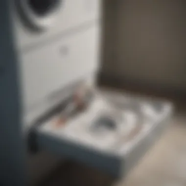 Close-up of a washing machine detergent drawer showing residue