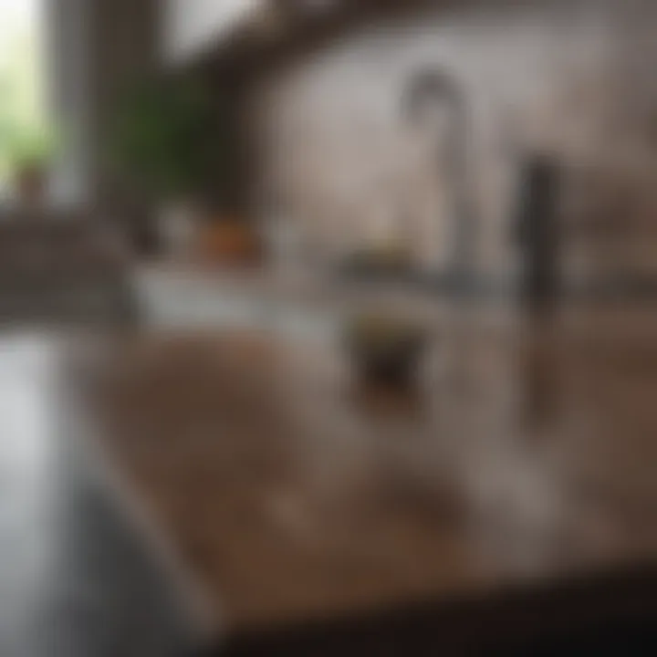 A close-up of a spotless kitchen countertop.