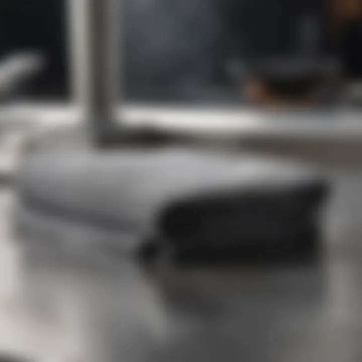 Close-up of a microfiber cloth removing smudges from stainless steel