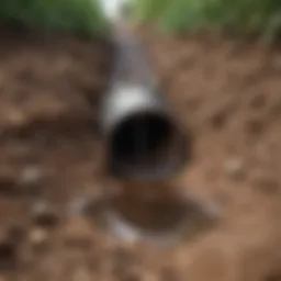 Drain obstructed with soil and debris