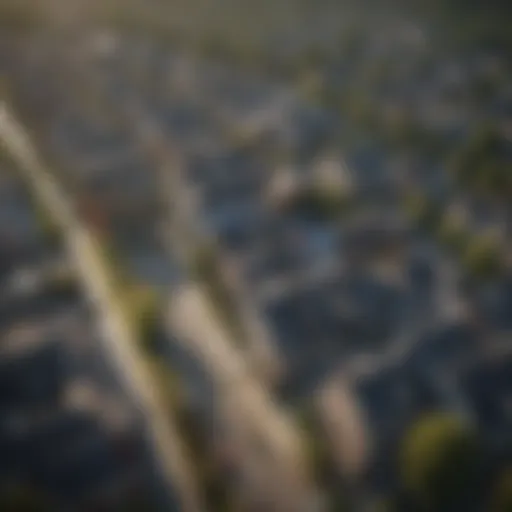 Aerial view of a thriving urban neighborhood