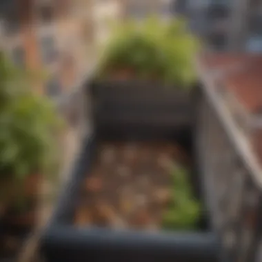 Layering organic waste in a small balcony compost setup