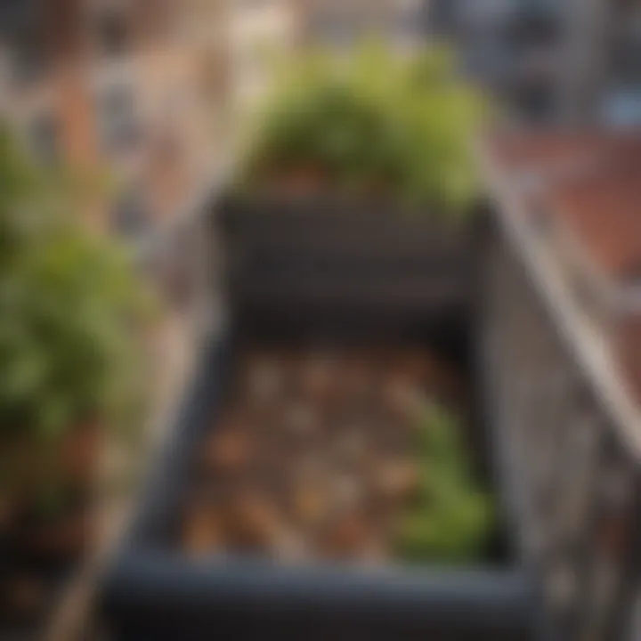 Layering organic waste in a small balcony compost setup