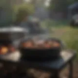 A beautifully seasoned cast iron Dutch oven showcasing its glossy surface.