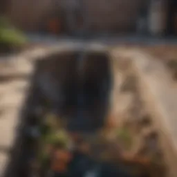 Visual representation of a clogged drain with debris