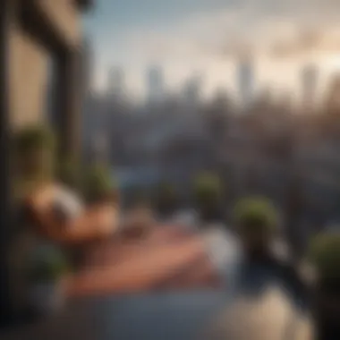Urban Retreat: A Microstudio Balcony Overlooking the Skyline Stylish microstudio balcony with city skyline view