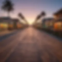 Scenic view of Mission Beach boardwalk with colorful rentals