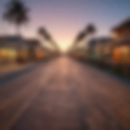 Scenic view of Mission Beach boardwalk with colorful rentals