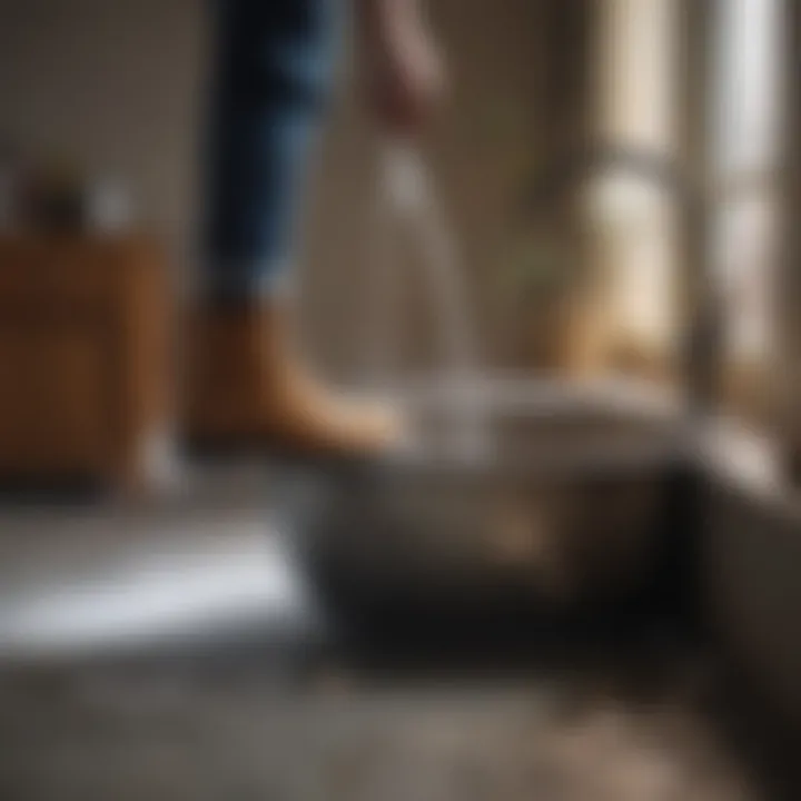 A person pouring boiling water down the drain as a natural cleaning method