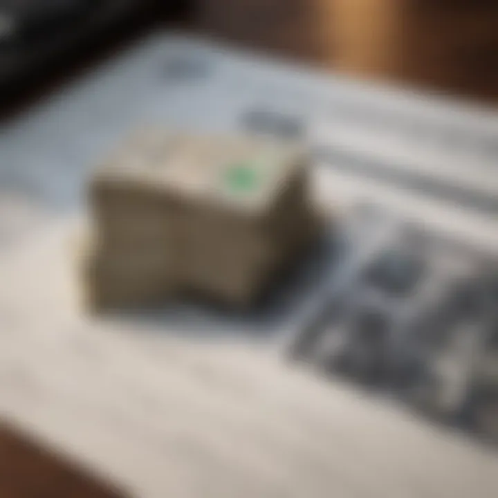 A close-up view of a cash transaction with real estate documents