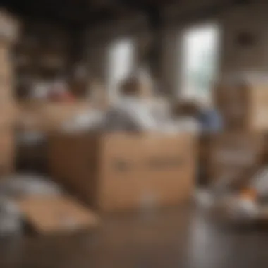 Efficient Packing Materials Setup Organized packing materials ready for use