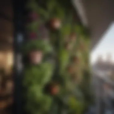 Vertical garden showcasing a variety of greenery on a balcony