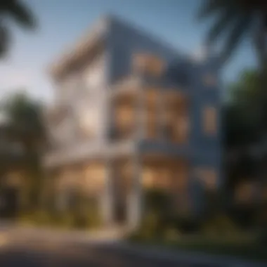 Charming Townhouse Architecture Elegant townhouse exterior in a vibrant Miami neighborhood