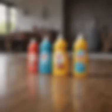 Effective cleaning products lined up for laminate care