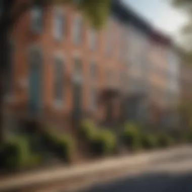 Historic row houses lined along a picturesque street in Washington DC