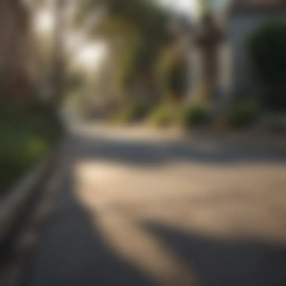 A peaceful neighborhood street in San Diego with well-maintained homes and greenery