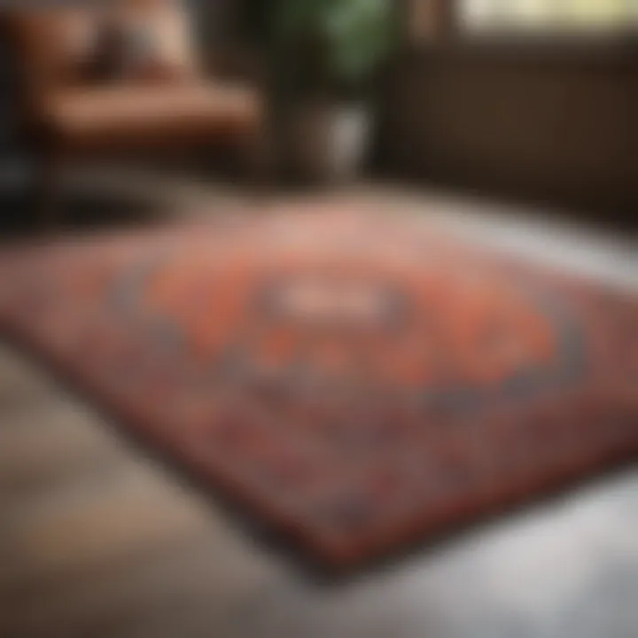 A pristine small rug placed in a sunlit room, showcasing its vibrant colors