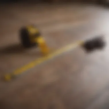 Measuring tape laid across a floor for square footage calculation