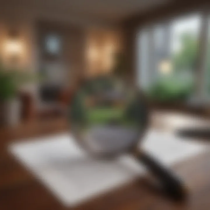 A magnifying glass over a property listing