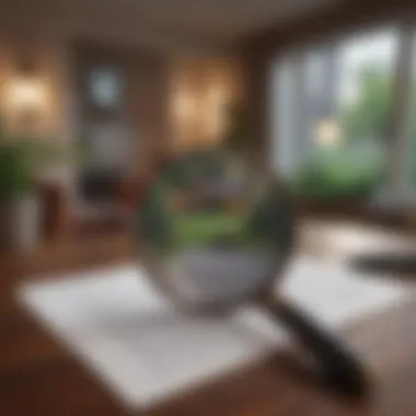 Thorough Due Diligence on Properties A magnifying glass over a property listing