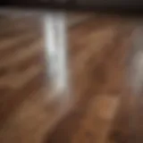 Sparkling laminate wood floor reflecting light