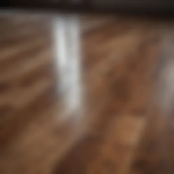 Sparkling laminate wood floor reflecting light