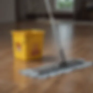 A microfiber mop gliding over a laminate floor