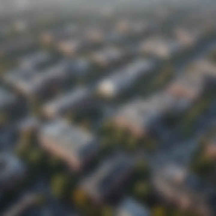 Aerial view of Foggy Bottom neighborhood showcasing iconic architecture