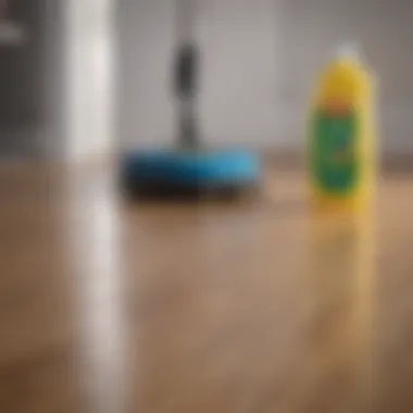 Essential Cleaning Products for Laminate Floors Close-up of cleaning supplies for laminate care