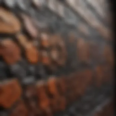 Close-up of art piece showcasing texture and color against wall