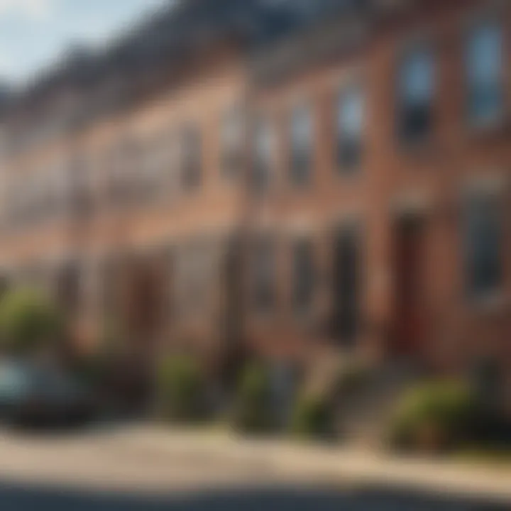 Charming row houses typical of Baltimore architecture