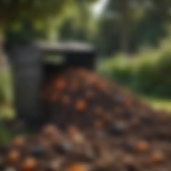 A well-maintained compost bin with rich, dark compost ready for use in a garden.