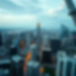 Aerial view of a vibrant city skyline representing a prime real estate market.