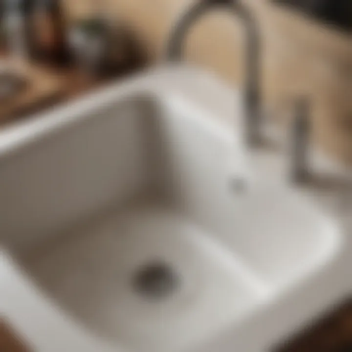 Overview of a clogged sink with water buildup