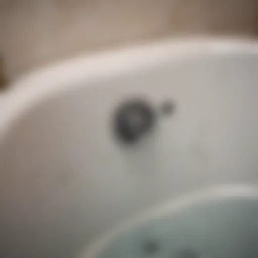 Clogged bathtub drain with water pooling