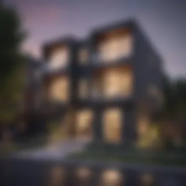 Modern Townhouse Architecture Exterior view of a modern townhouse showcasing its architectural design