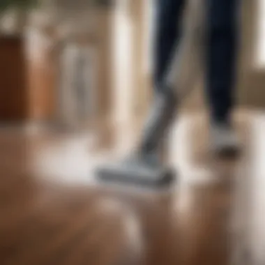 Steam cleaner in action on a laminate surface