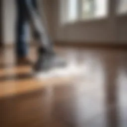 Steam cleaner in action on laminate floor